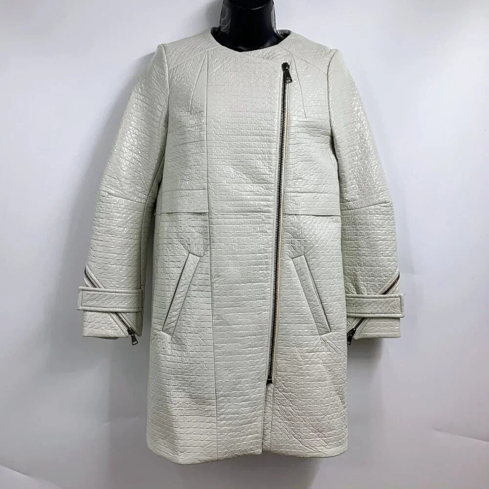 Whistles Women's Animal Print Wool Lined Full Zip Trench Coat Dress Size S